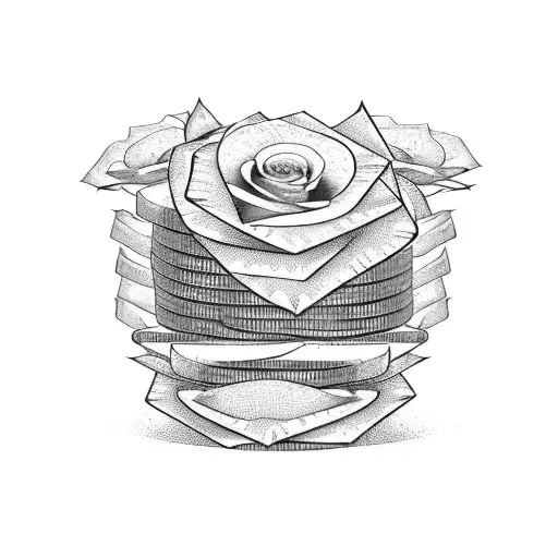 A Stack Of Money With Roses Growing Out Of It