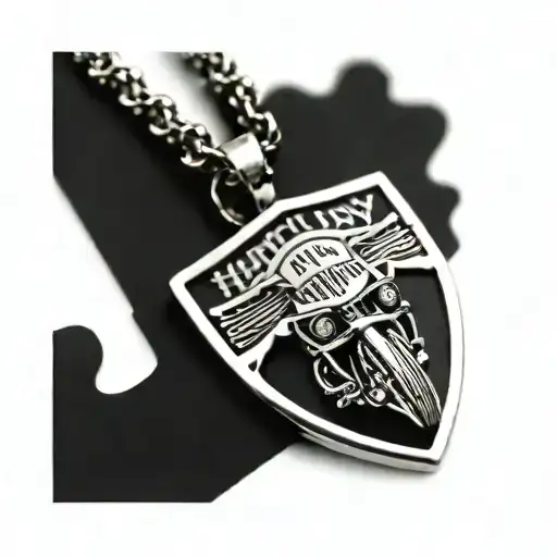 Harley Davidson Bar And Shield Helmet Cross Necklace