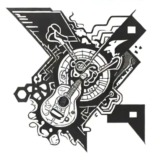 An Abstract Design Incorporating Elements Of Acdc And System Of A Down Logos