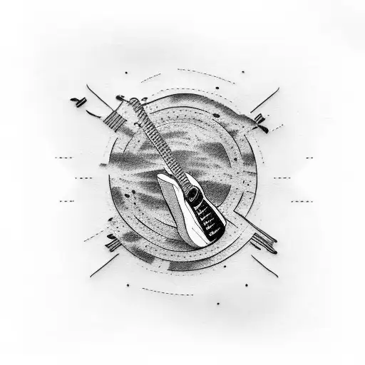 A Country Music Guitar With Truck Tire Tracks As The Strings