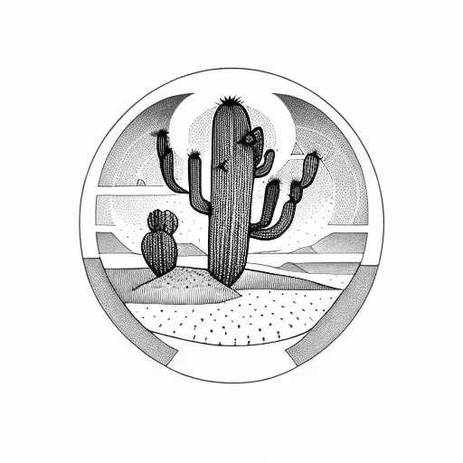 Cactus With Sunset In The Delicate Background