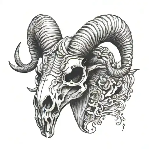 Ram Skull Long Horns