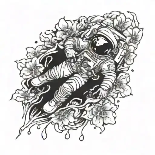 Astronaut Melting Into Petals