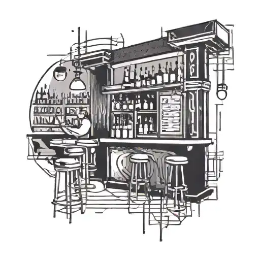 A Korean Style Bar Scene With Neon Lights And Music Notes