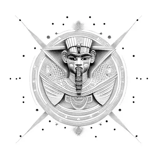 Egyptian Gods With Dots And Thick Lines And Fine Lines