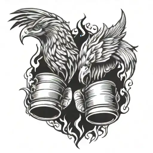 Boxing Gloves Phoenix Rising From The Ashes Symbolizing Overcoming