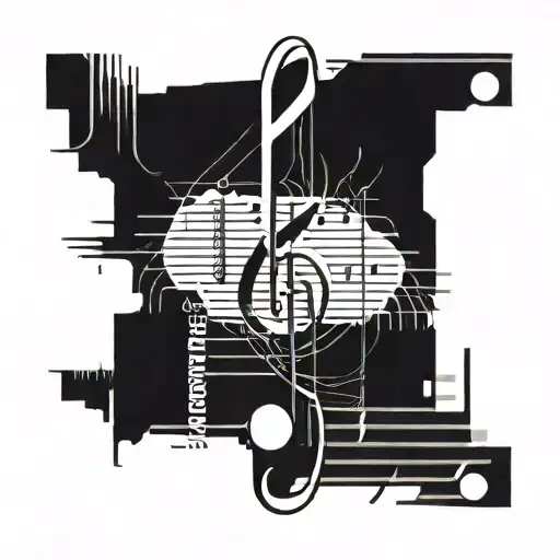 A Tattoo Design Combining Music Notes And Computer Code Elements