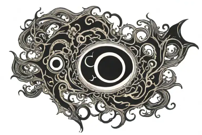 Black Hole Sun With Smoke Tentacles Coming Out Of The Black Hole