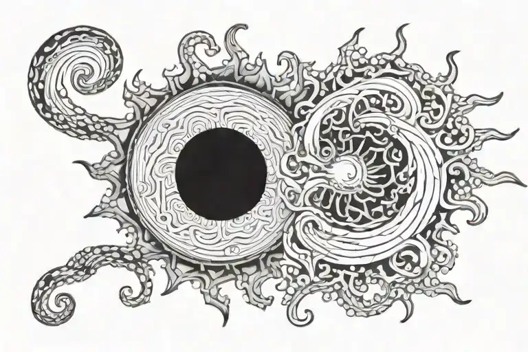 Black Hole Sun With Smoke Tentacles Coming Out Of The Black Hole