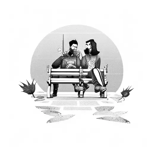 Two Friends In A Bench Smoking Weed An Talking About Life