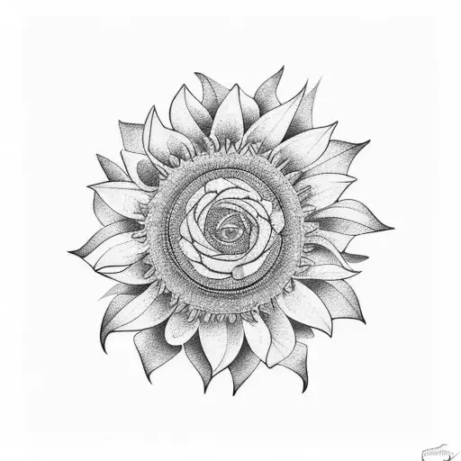 Stem And Different Types Of Leaves With A Sunflower At The Top