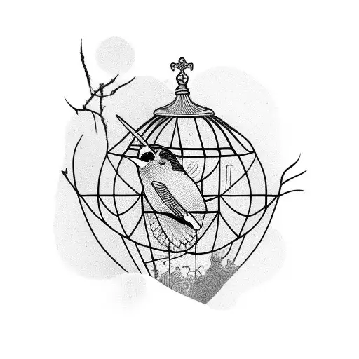 Bird Breaking Out Of A Cage