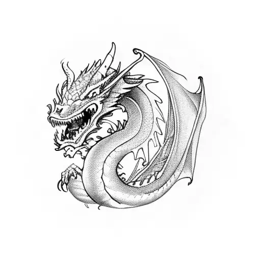 Dragon Emerging From A Pile Of Dice