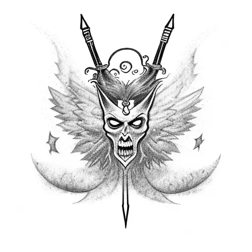 A Mystical Purple Witch Flying On A Broomstick