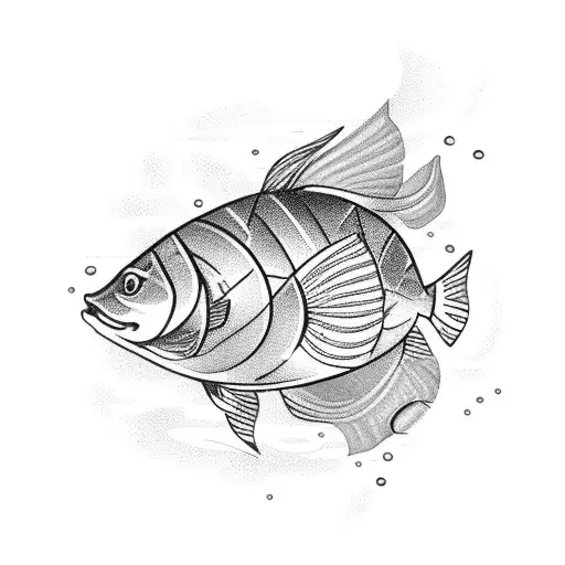 A Mechanical Fish Swimming In A River Surrounded By Nature