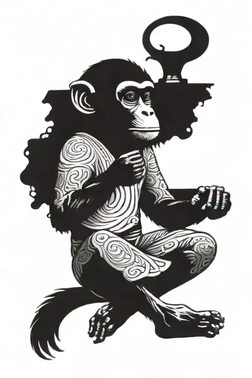 Monkey Zen Meditating Figure Sitting Cross Legged