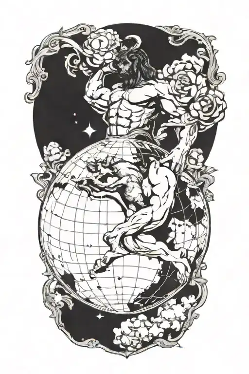 Atlas Holding The Earth And The Name Eimybel Written On The Earth