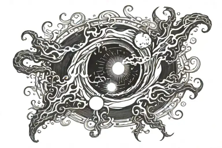 Black Hole Sun With Smoke Tentacles Coming Out Of The Black Hole