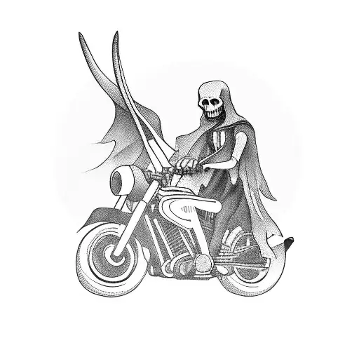 Grim Reaper Riding Motorcycle