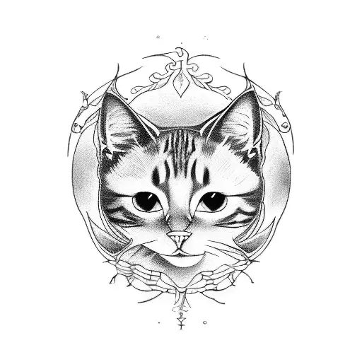 A Tattoo Design Combining Cats And Music