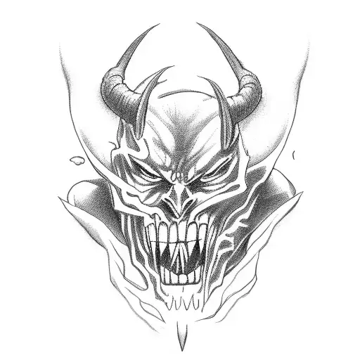 A Demon Embracing A Muscular Man In A Passionate Kiss