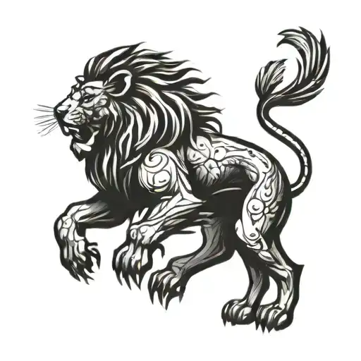 Lion With Spartan Warrior