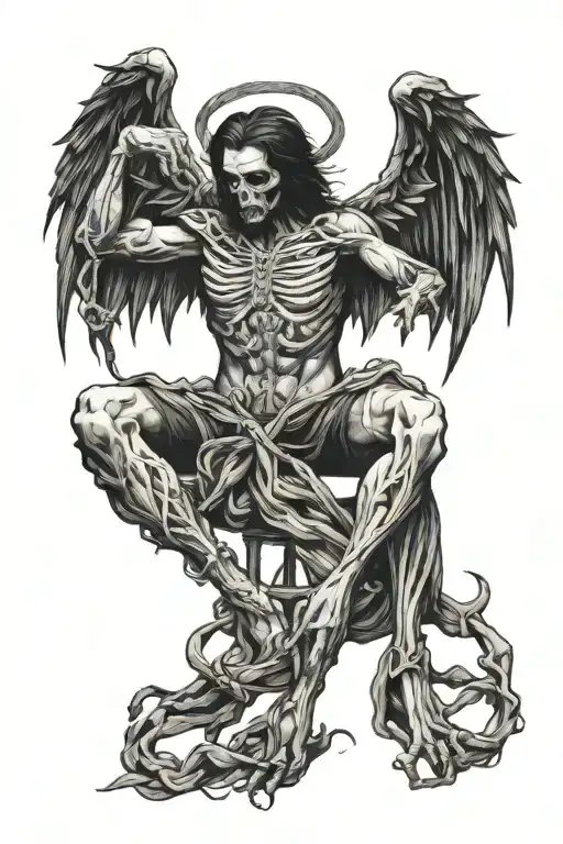 Depressed Man Puppetmasterwith Strings Angel And Demon