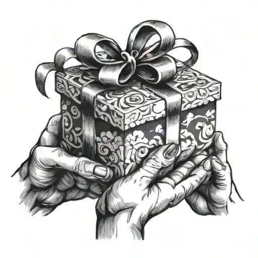 Gift Box In Hands That Comes From Cloud