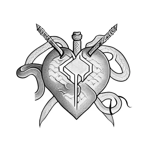 Heart With A Sword Stabbing Through It And A Snake Wrapped Around It