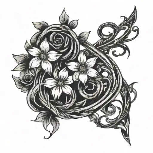 Depression Awareness Ribbon Intertwined With A Vine Of Blooming Flowers