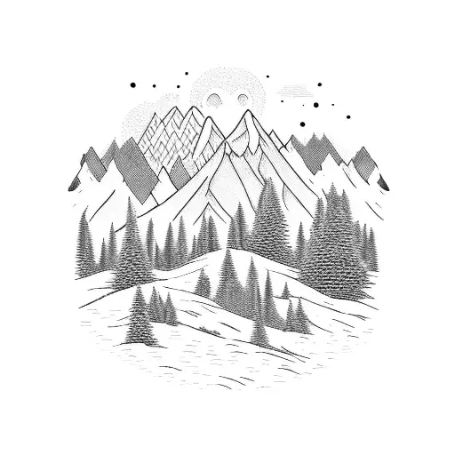 A Majestic Mountain Range Surrounded By Lush Forests