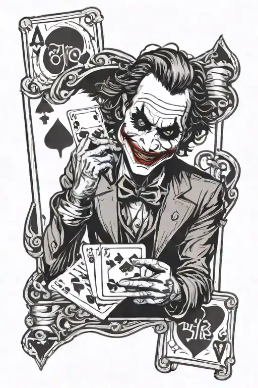 Joker Holding Card In One Hand And 3 On The Other Side
