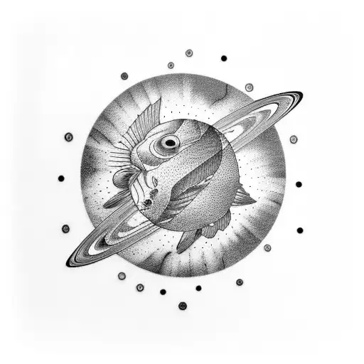 Saturn And Rings With Drumsticks A Koi Fish