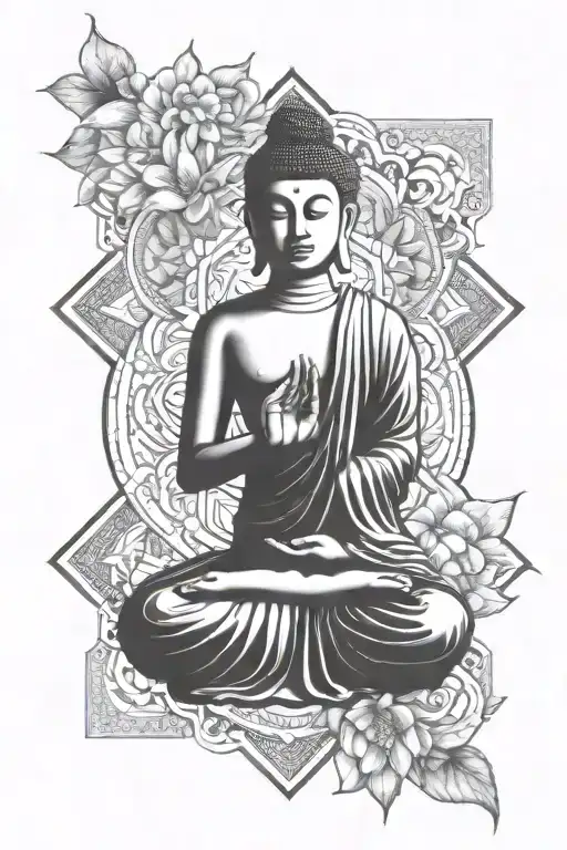 A Serene Buddha Surrounded By A Mandala Design Representing Family Unity