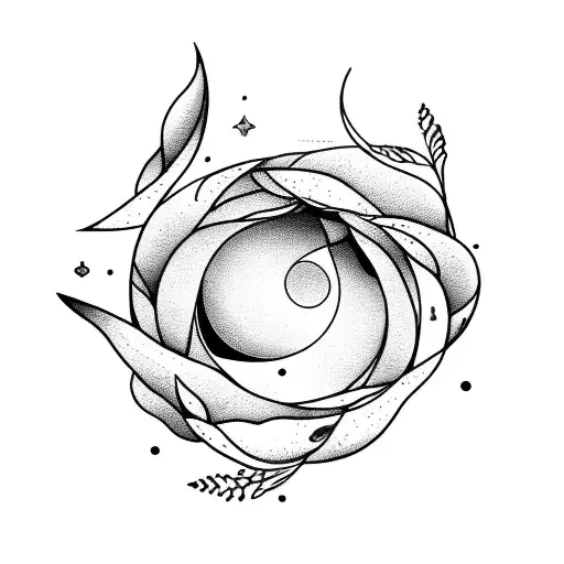 Flowers Around And Underneath A Crescent Moon