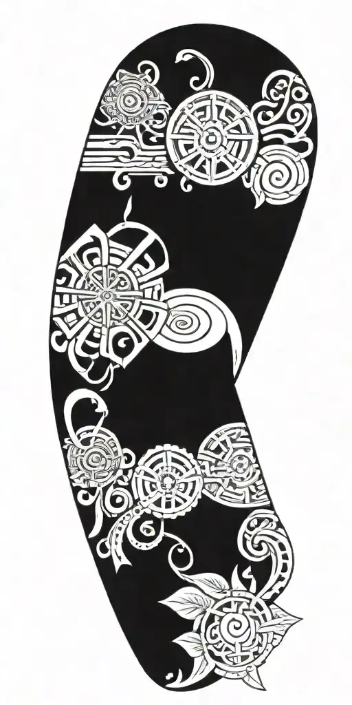 A Combination Of Maori Symbols And Paramedic Tools Forming A Unique Design