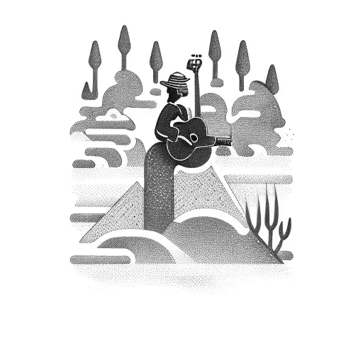 A Pagode Musician Playing A Guitar On A Beach With A Waterfall In The Background