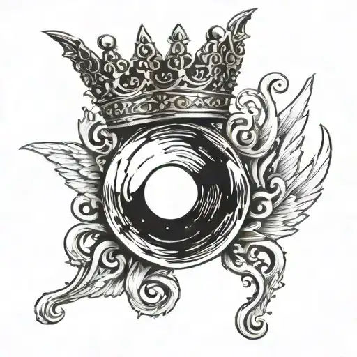 Detailed 8 Billiard Ball With A Gold Crown On Top And White Wings On The Back