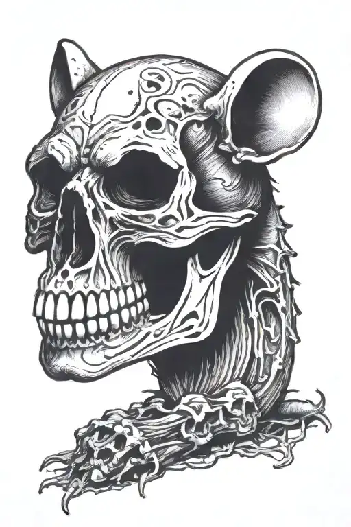 Rat Holding A Skull