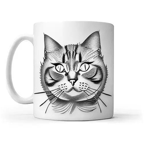 A Coffee Mug With A Cat Silhouette As The Handle