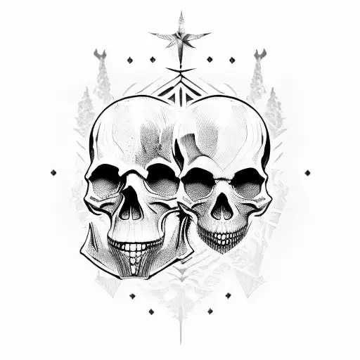 Etching Style Knight With Skull For Head