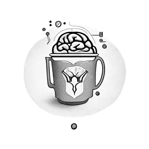 A Stylized Coffee Cup With A Brain Inside It