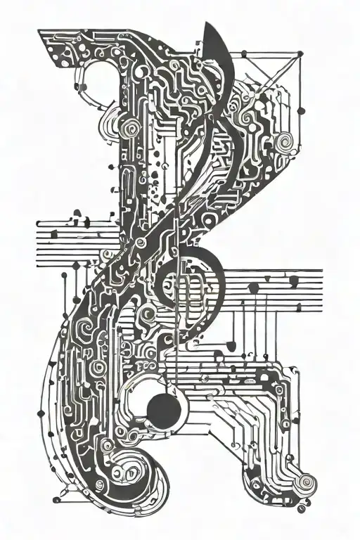 Incorporate Circuit Board Patterns Into A Music Note Design