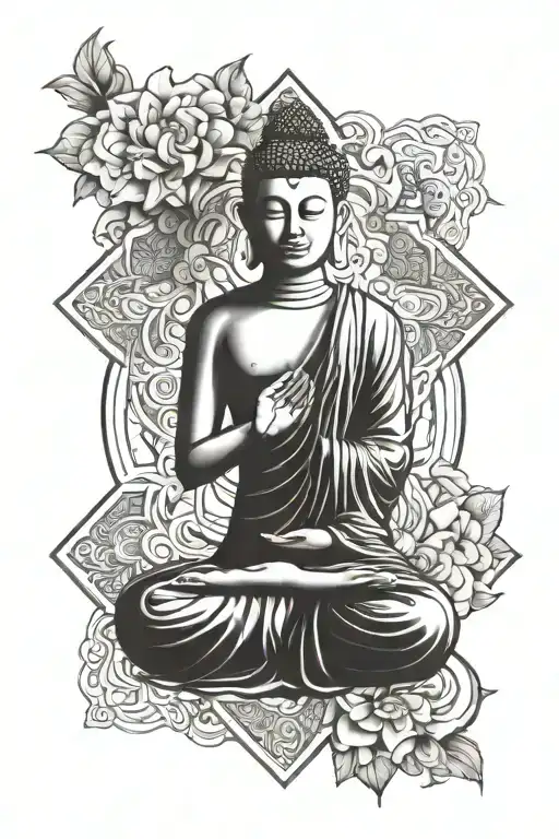 A Serene Buddha Surrounded By A Mandala Design Representing Family Unity