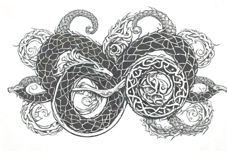 Infinite Sign Of Twin Ouroboros Dragon Wrapped
