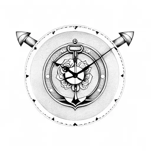 Clock With Anchor And Rose
