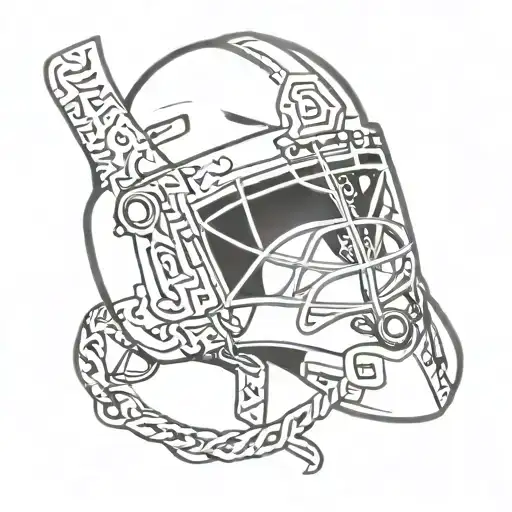 An Abstract Representation Of A Hockey Goalie's Helmet Morphing Into The Town Hockey Mask