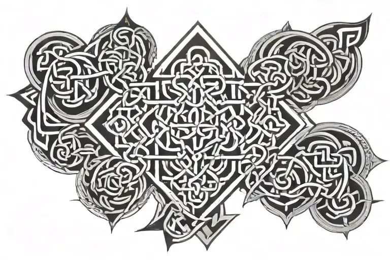 Geometric Patterns Mixed With Celtic Knots Weaving
