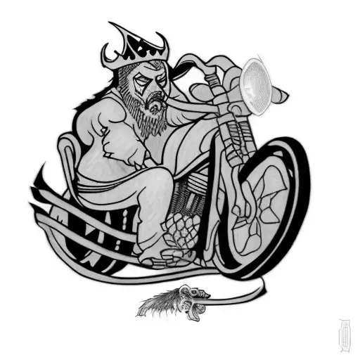 A King From Hell Riding A Fire Motorcycle