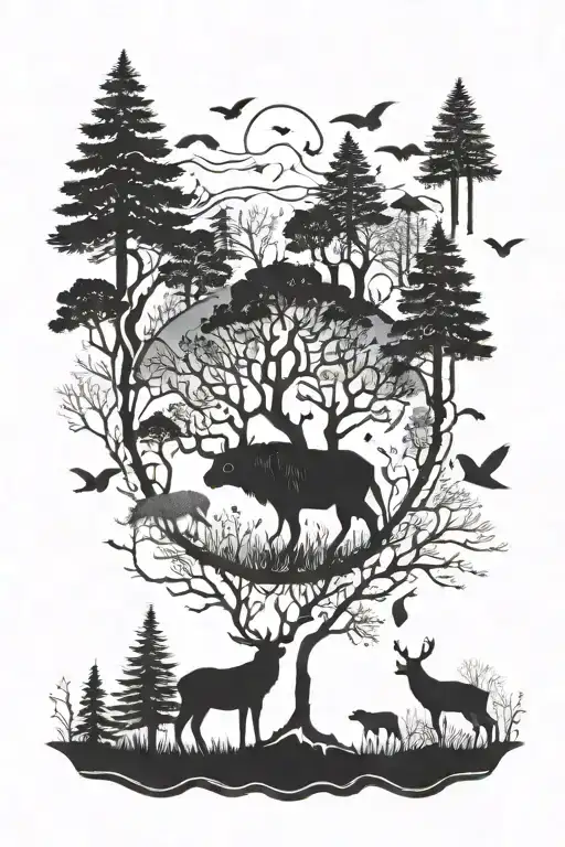Nature Animal Inspired Design Featuring Elements Like Trees